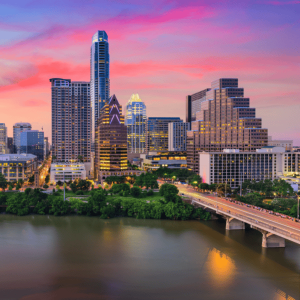 austin famous bridge to city view