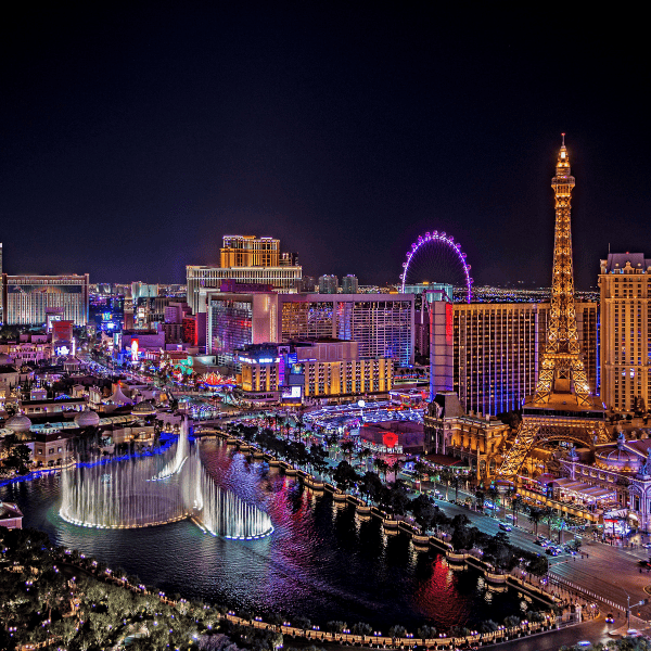 sunset vegas view of casinos