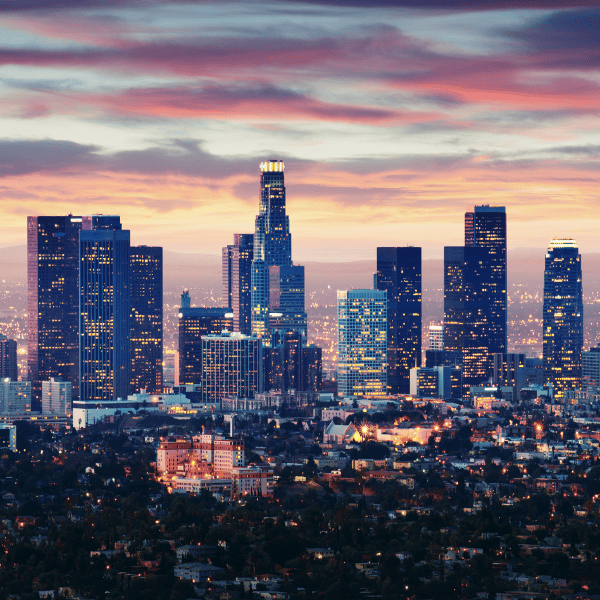 los angeles downtown sunset